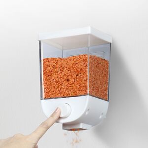 Felli Sturdy and Durable Wall Mounted Cereal Dispenser White and Clear 1 Liter